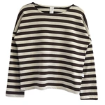 חולצת טי כתף שמוטה - פסים שמנת/שוקולד - מירן
