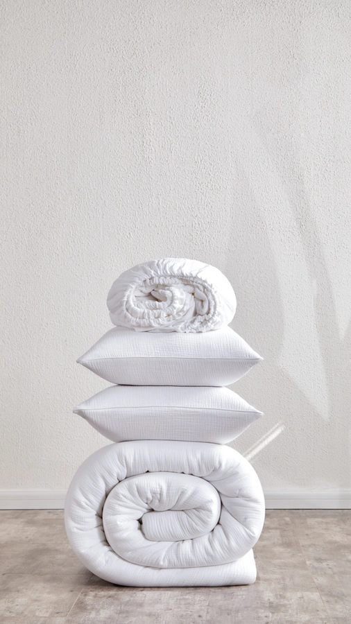 סט סדין + ציפיות - 100% טטרה כותנה - לבן