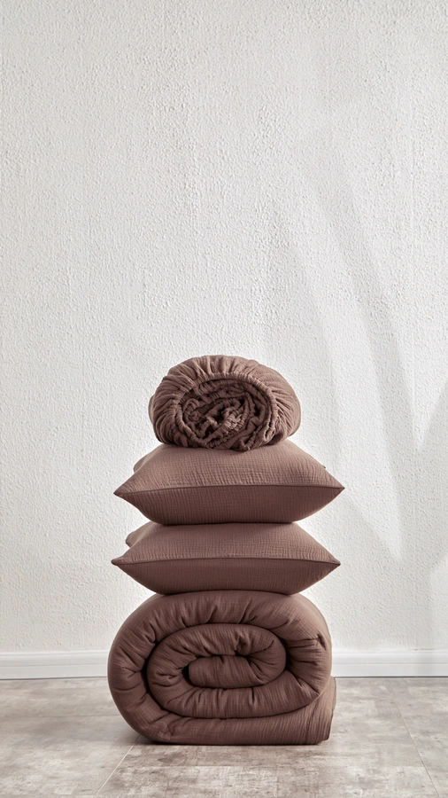 סט סדין + ציפיות 100% טטרה כותנה - שוקולד מריר