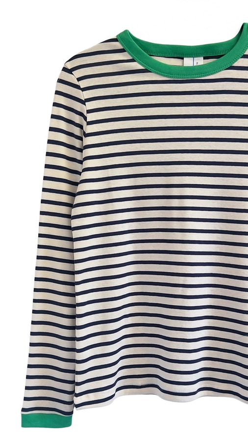 חולצת פסים ברטון - נייבי/ירוק - דיתי