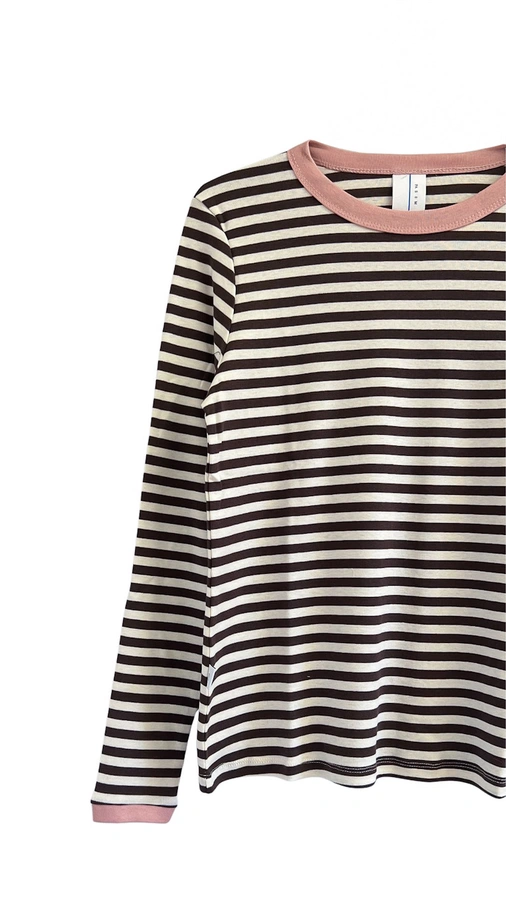 חולצת פסים - שוקולד/ורוד - דיתי
