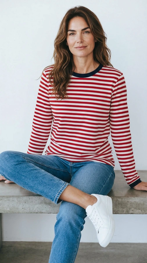 חולצת פסים - אדום/נייבי - דיתי