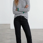 חולצת פסים ברטון - נייבי/ירוק - דיתי