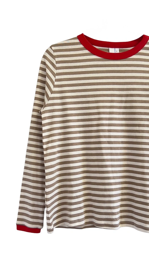 חולצת פסים - חול/אדום - דיתי