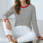 חולצת פסים ברטון - שוקולד/אדום - דיתי