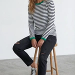 חולצת פסים ברטון - נייבי/ירוק - דיתי