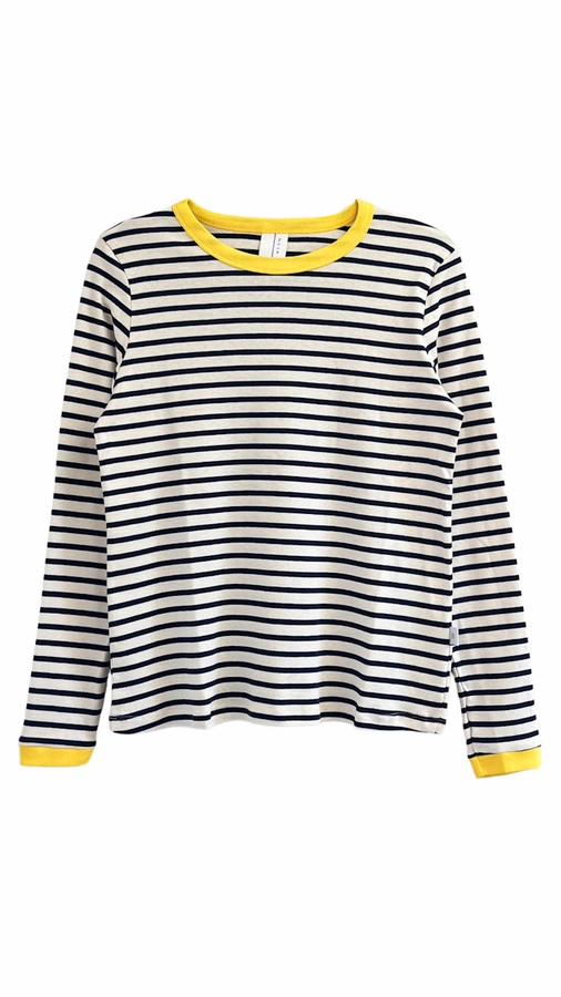 חולצת פסים ברטון - נייבי/צהוב - דיתי