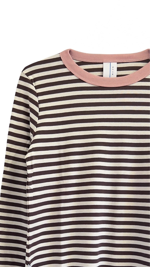 חולצת פסים - שוקולד/ורוד - דיתי