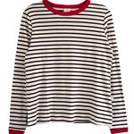 חולצת פסים ברטון - שוקולד/אדום - דיתי