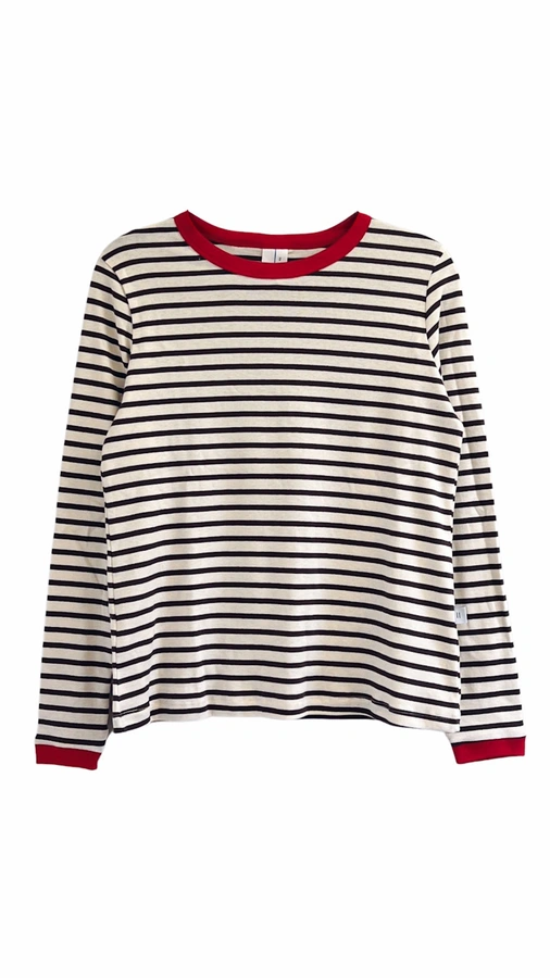 חולצת פסים ברטון - שוקולד/אדום - דיתי