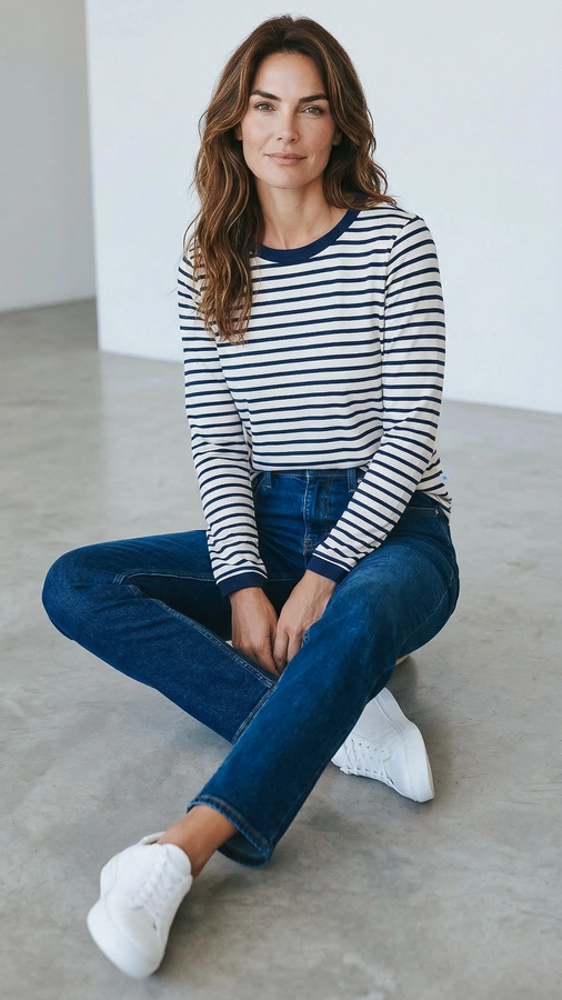 חולצת פסים ברטון - נייבי/נייבי - דיתי