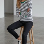 חולצת פסים ברטון - נייבי/ירוק - דיתי