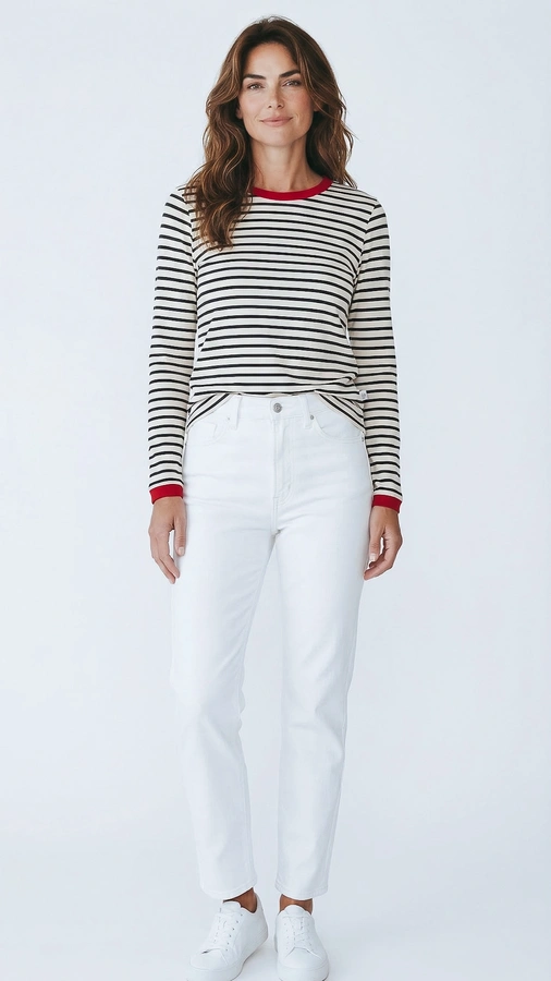 חולצת פסים ברטון - שוקולד/אדום - דיתי