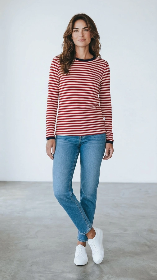 חולצת פסים - אדום/נייבי - דיתי
