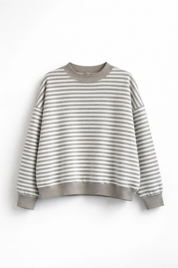 חולצת עמנואל - פסים אפור מלאנז׳/אפור