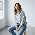 חולצת עמנואל - פסים אפור מלאנז׳/אפור